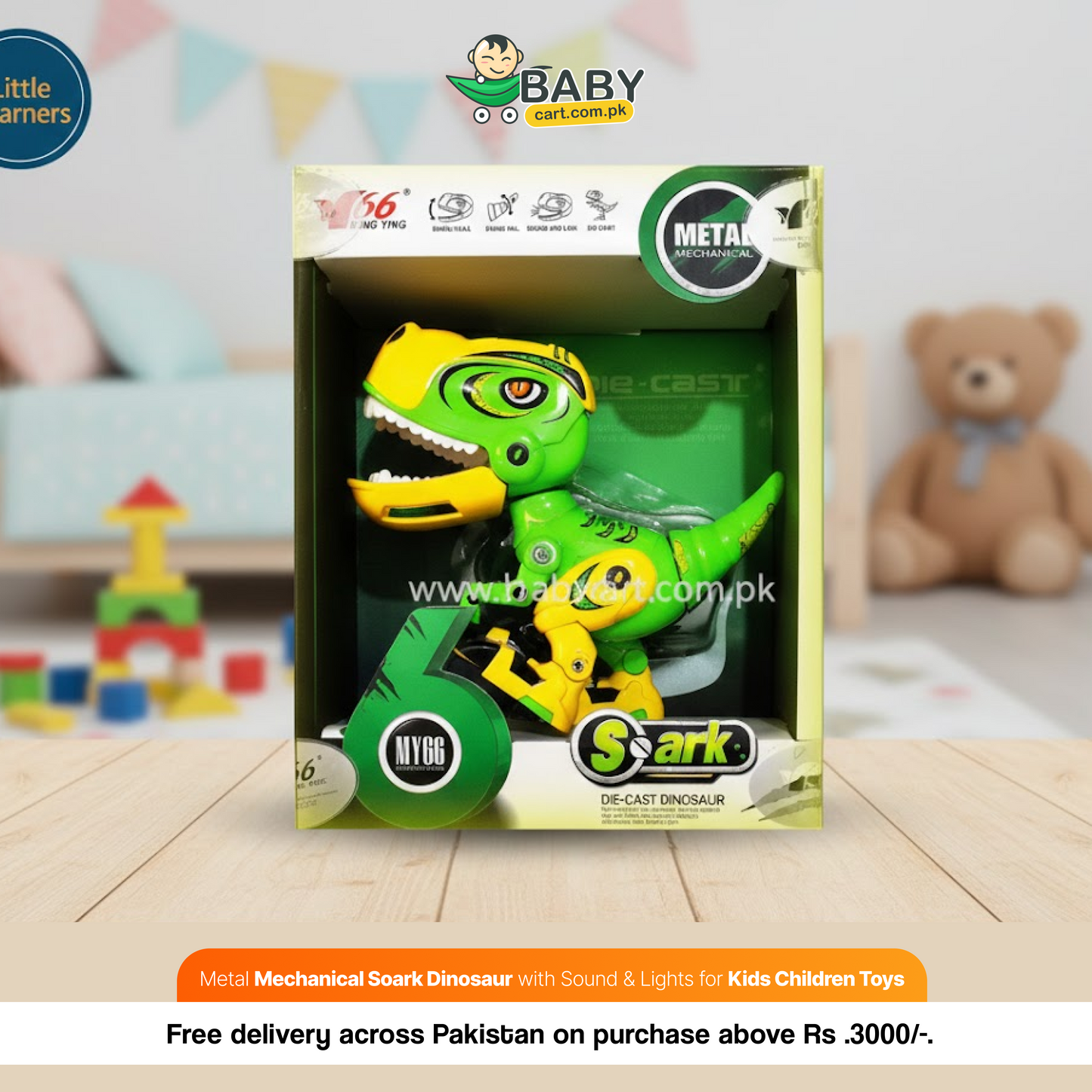 Metal Mechanical Soark Dinosaur with Sound & Lights - Toys for Kids