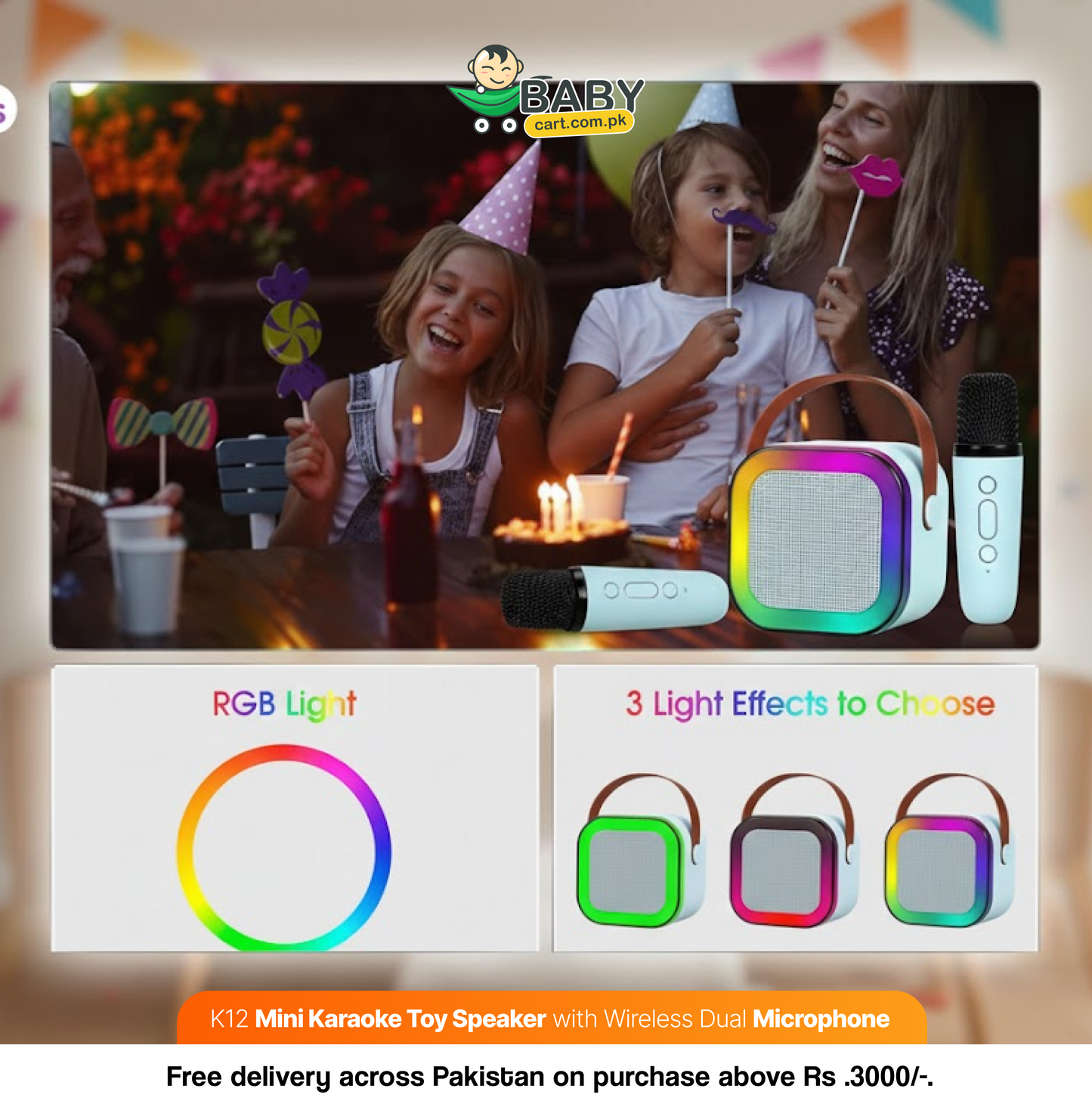 K12 Mini Karaoke Speaker with Wireless Dual Microphone - Toys for kids