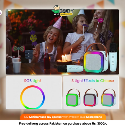 K12 Mini Karaoke Speaker with Wireless Dual Microphone - Toys for kids