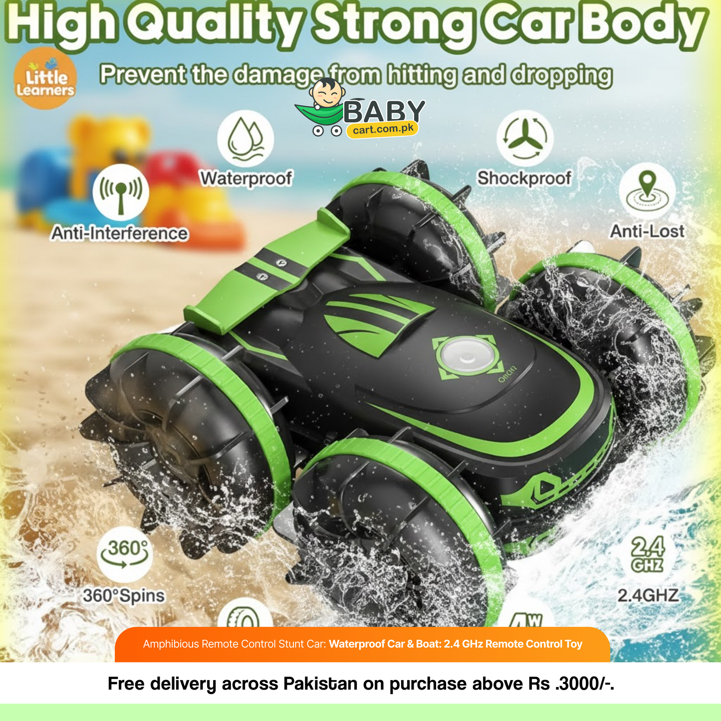 Amphibious Remote Control Stunt Car: Waterproof Car & Boat: 2.4 GHz Remote Control Toy