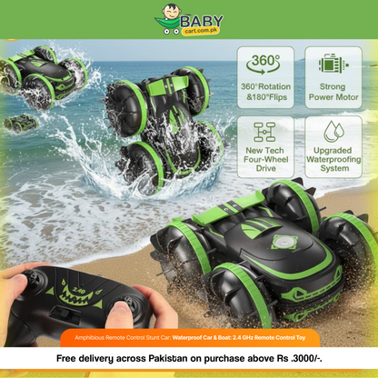 Amphibious Remote Control Stunt Car: Waterproof Car & Boat: 2.4 GHz Remote Control Toy