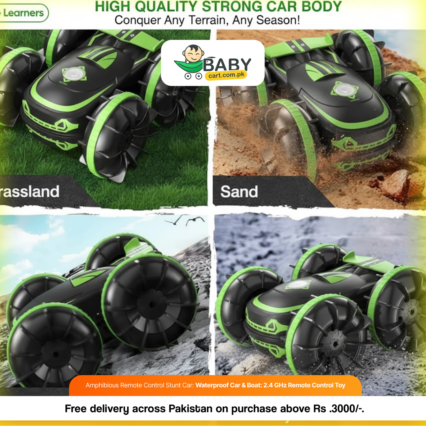 Amphibious Remote Control Stunt Car: Waterproof Car & Boat: 2.4 GHz Remote Control Toy